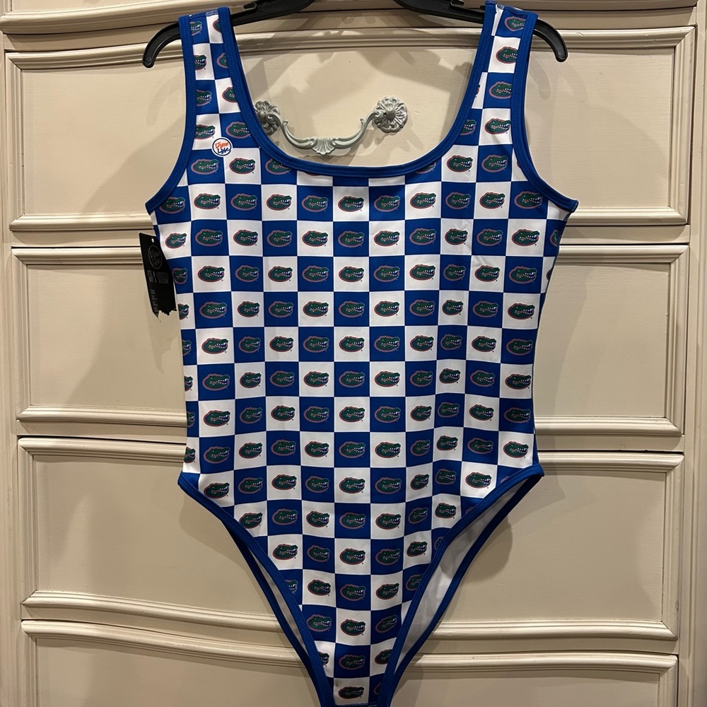 NCAA Licensed Apparel Dyme Lyfe Florida Gators Blue Logo Block Swimsuit